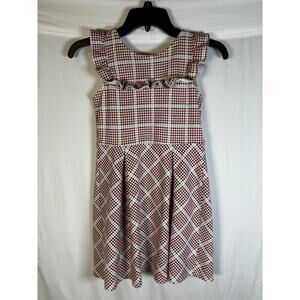 Janie and Jack Dress Girls Size 8 Pleated Skirt Ruffle Top Red White and Blue